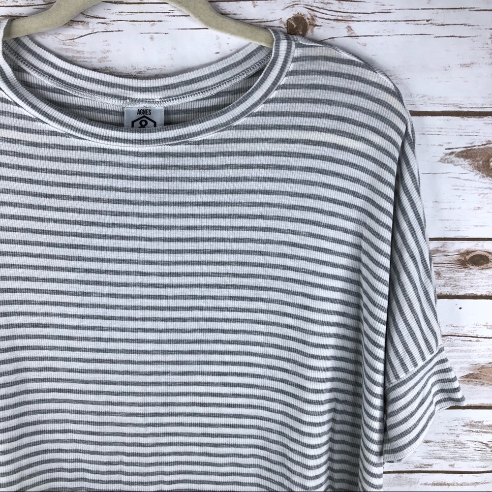 Agnes & Dora stripe oversized short sleeve top - Picture 2 of 8